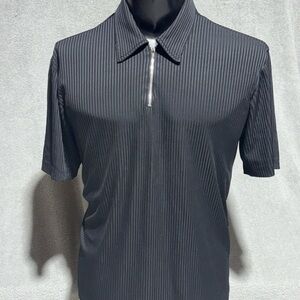 Studio Men's Black Pinstripe Polo Shirt